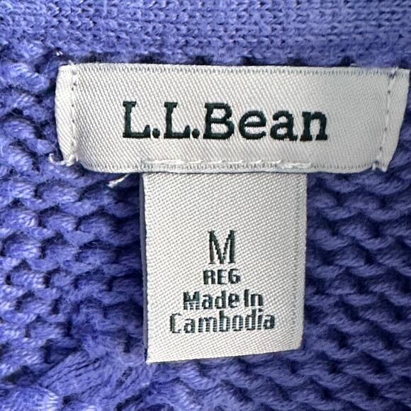LL Bean Double L Cable Knit Cardigan Sweater - Picture 7 of 8